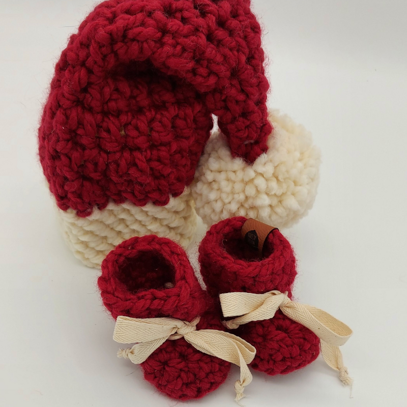 Christmas Crocheted Hat & Booties Santa by Wooly Acorn